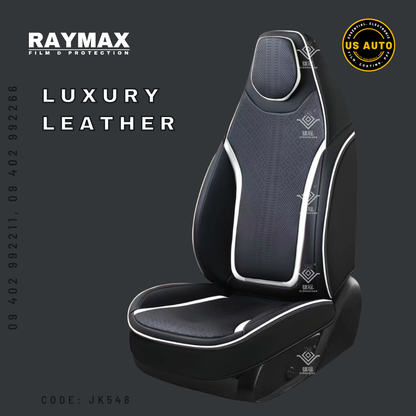 RAYMAX LUXURY SEAT JOINT COVER - LEATHER (JK548) (1) SET (BLACK + WHITE + BLACK)
