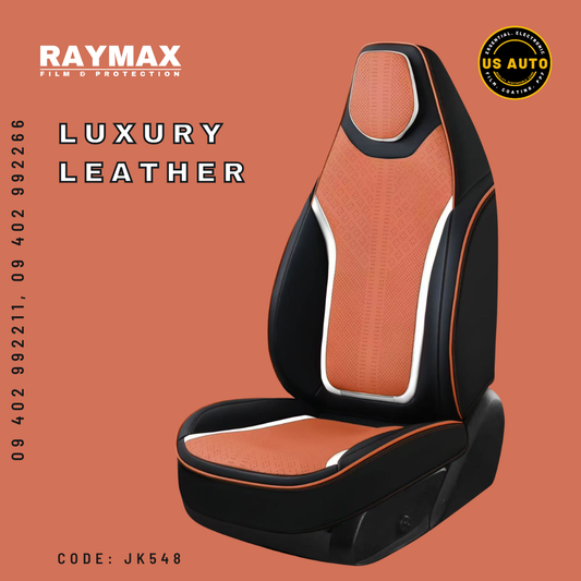 RAYMAX LUXURY SEAT JOINT COVER - LEATHER (JK548) (1) SET (ORANGE + WHITE + BLACK)