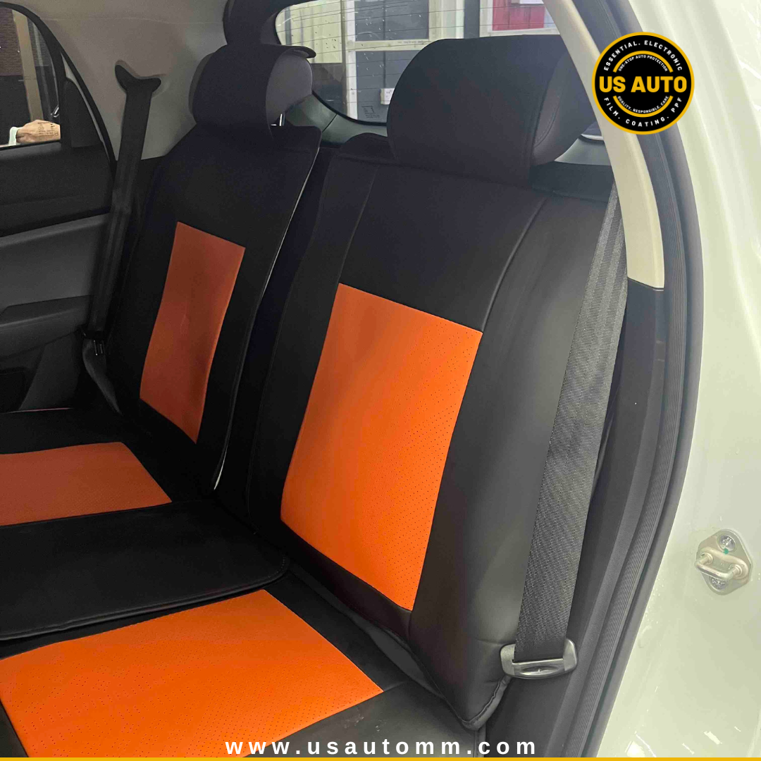 RAYMAX LUXURY SEAT JOINT COVER - LEATHER (JK548) (1) SET (ORANGE + WHITE + BLACK)