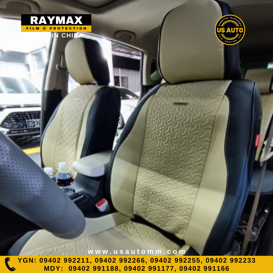 RAYMAX PREMIUM  SEAT COVER - LEATHER (H- 2022CX- 12) (1)SET (BLACK + BEIGE)
