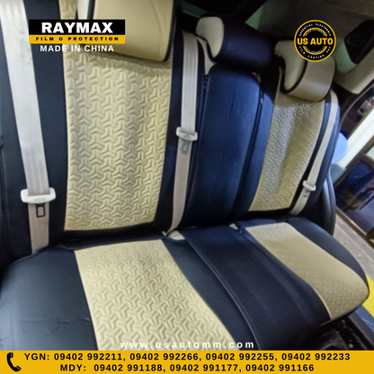 RAYMAX PREMIUM  SEAT COVER - LEATHER (H- 2022CX- 12) (1)SET (BLACK + BEIGE)