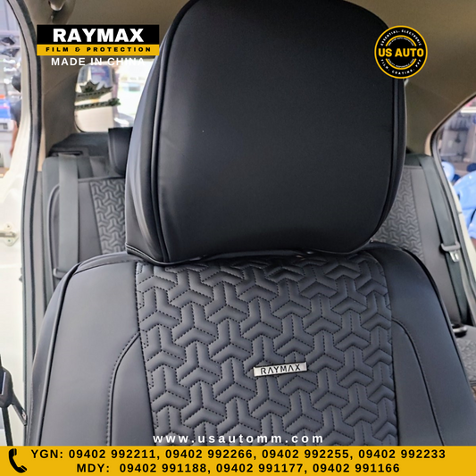 RAYMAX PREMIUM SEAT COVER - LEATHER (H- 2022CX- 12) (1)SET (BLACK + BLACK)