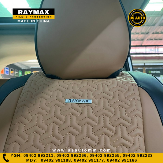 RAYMAX PREMIUM  SEAT COVER - LEATHER (H- 2022CX- 12) (1)SET (BLACK + BROWN)