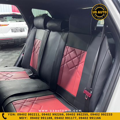 RAYMAX PREMIUM SEAT COVER - LEATHER (JK412) (1) SET (BLACK + WINE RED)