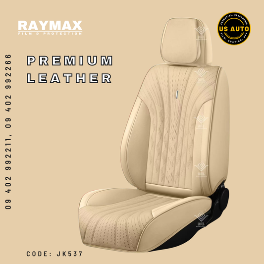RAYMAX PREMIUM SEAT COVER - LEATHER (JK537) (1) SET (BEIGE + BEIGE)