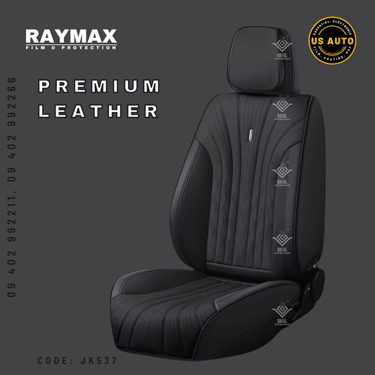 RAYMAX PREMIUM SEAT COVER - LEATHER (JK537) (1) SET  (BLACK + BLACK)