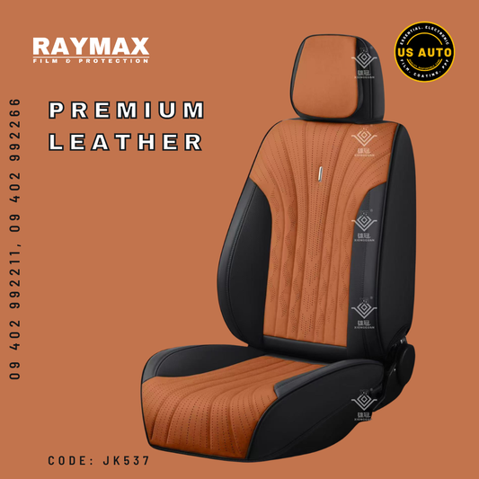 RAYMAX PREMIUM SEAT COVER - LEATHER (JK537) (1) SET (BROWN + BLACK)