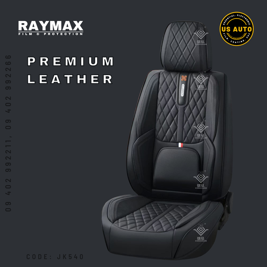 RAYMAX PREMIUM SEAT COVER - LEATHER (JK540) (1) SET (BLACK + BLACK)