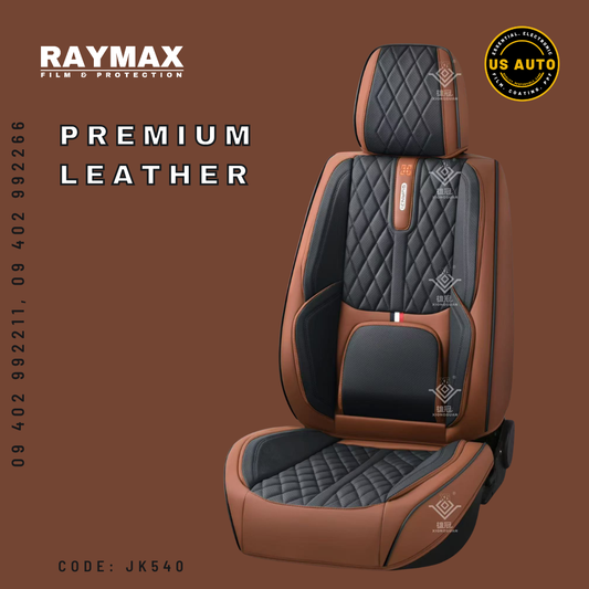 RAYMAX PREMIUM SEAT COVER - LEATHER (JK540) (1) SET (BLACK + BROWN)