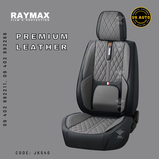RAYMAX PREMIUM SEAT COVER - LEATHER (JK540) (1) SET (GREY + BLACK)