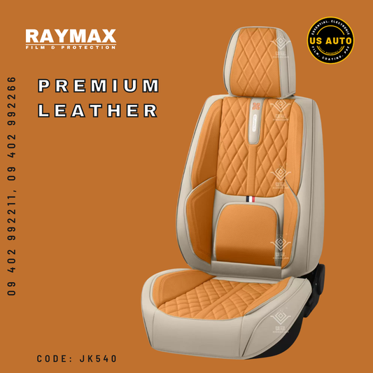 RAYMAX PREMIUM SEAT COVER - LEATHER (JK540) (1) SET (ORANGE + BEIGE)