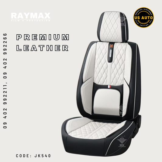 RAYMAX PREMIUM SEAT COVER - LEATHER (JK540) (1) SET (WHITE + BLACK)