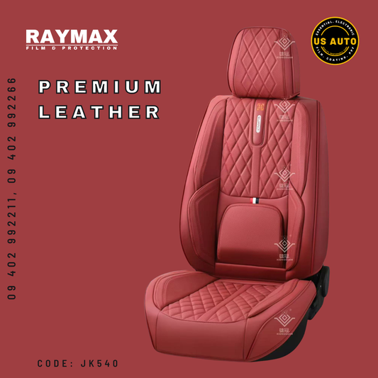 RAYMAX PREMIUM SEAT COVER - LEATHER (JK540) (1) SET (WINE RED)