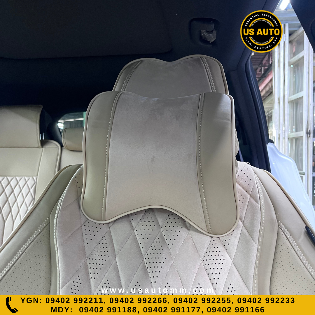 RAYMAX PREMIUM SEAT COVER - SUEDE & LEATHER  (JK376) (1) SET (BEIGE + BEIGE)
