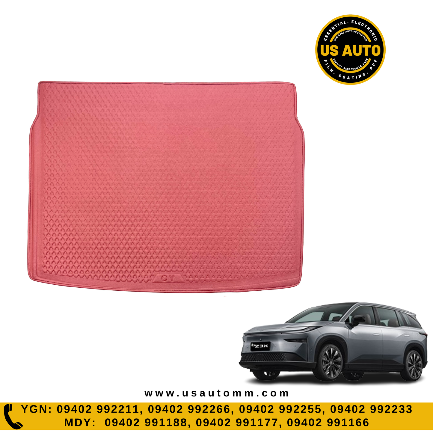 RUBBER TRUNK MAT (HIGH QUALITY) (WINE RED) TOYOTA BZ3X EV