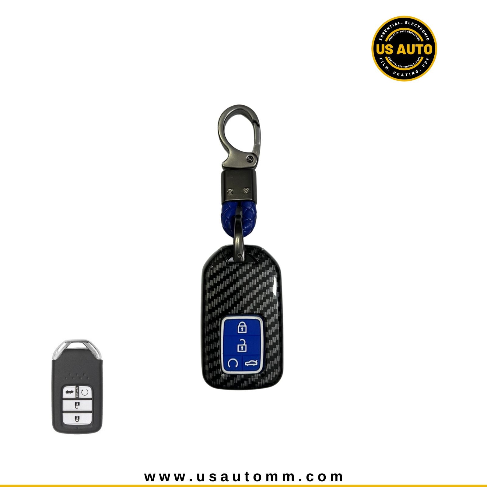 CARBON FIBER KEY COVER (BLUE) HONDA CIVIC (2018 UP) – US AUTO
