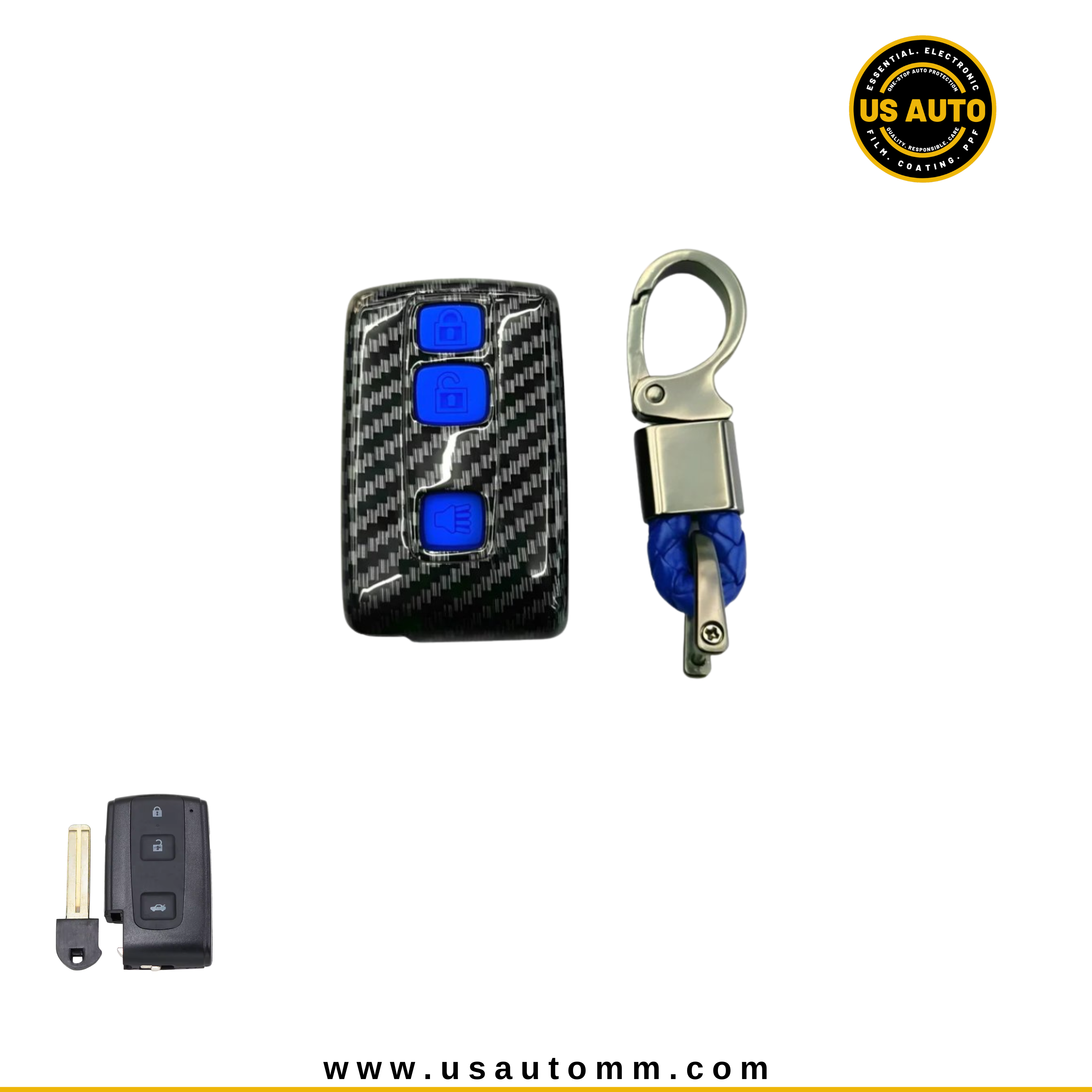CARBON FIBER KEY COVER (BLUE) TOYOTA CROWN (2004 UP) – US AUTO