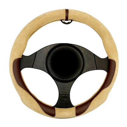 STEERING COVER PVC+SUEDE (H6) (BEIGE + COFFEE)