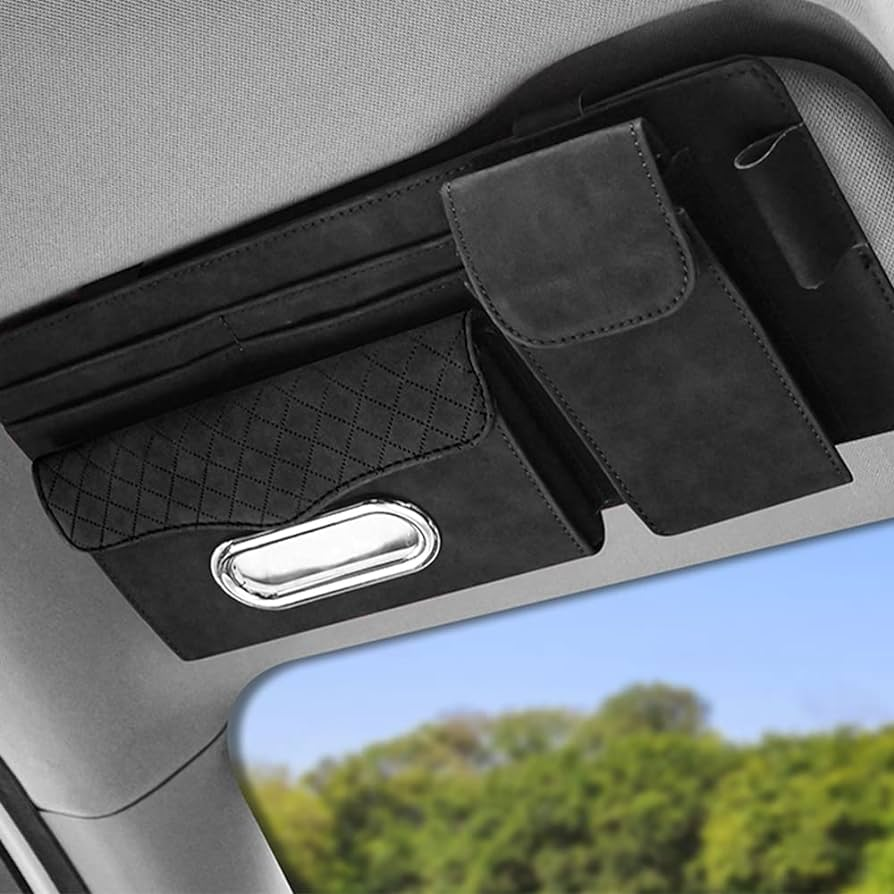 SUN VISOR ORGANIZER WITH TISSUE BOX (BLACK)