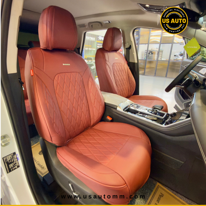 RAYMAX LUXURY SEAT COVER - LEATHER (H-23CX-08) (1) SET (WINE RED)