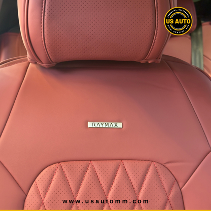 RAYMAX LUXURY SEAT COVER - LEATHER (H-23CX-08) (1) SET (WINE RED)