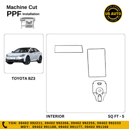MACHINE CUT INTERIOR PPF TOYOTA BZ3 EV