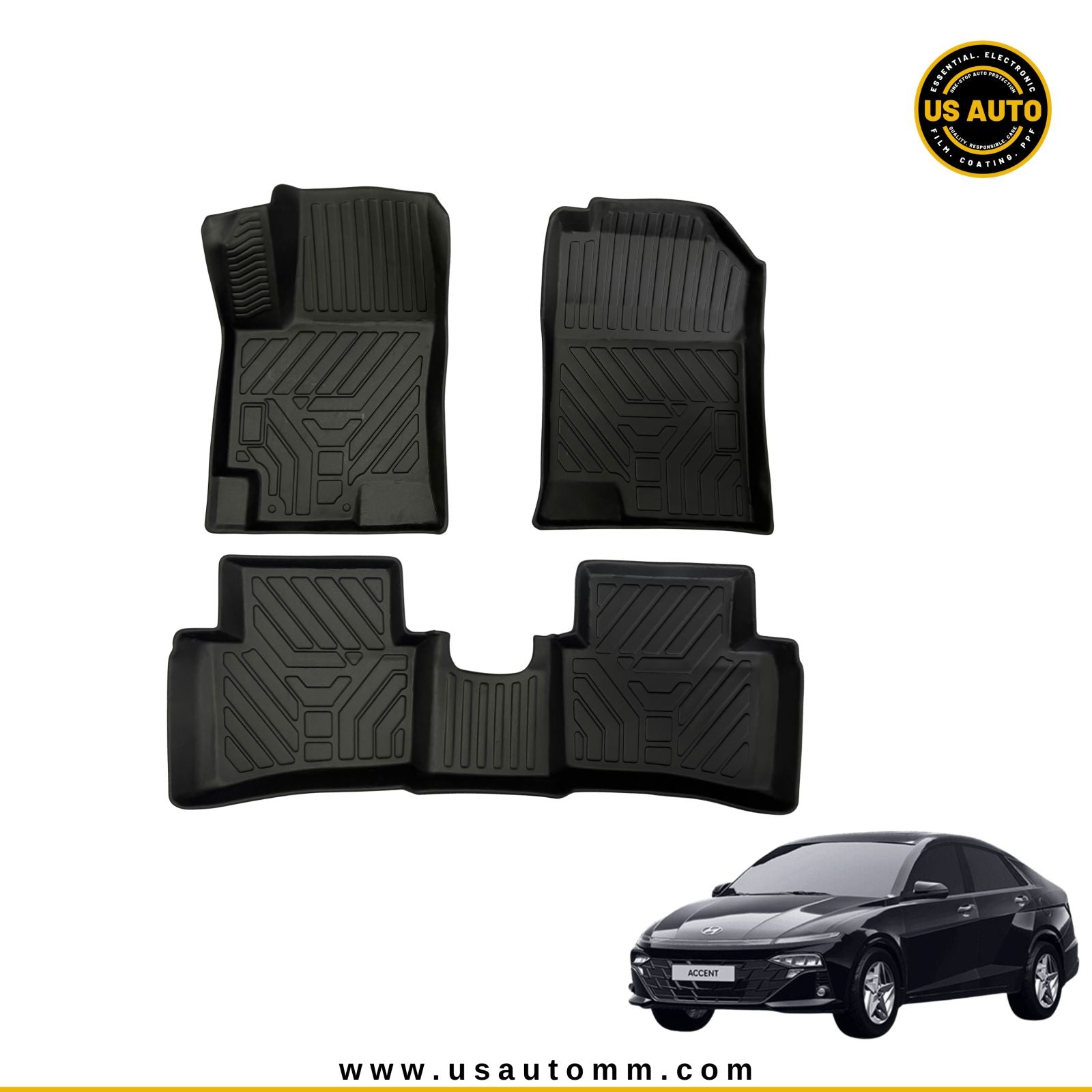 TPE FLOOR MAT (2) ROWS (BLACK) HYUNDAI ACCENT (2021 UP)
