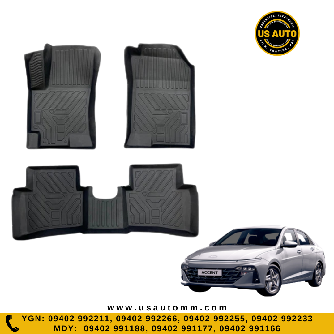 TPE FLOOR MAT (2) ROWS (BLACK) HYUNDAI ACCENT (2025 UP)