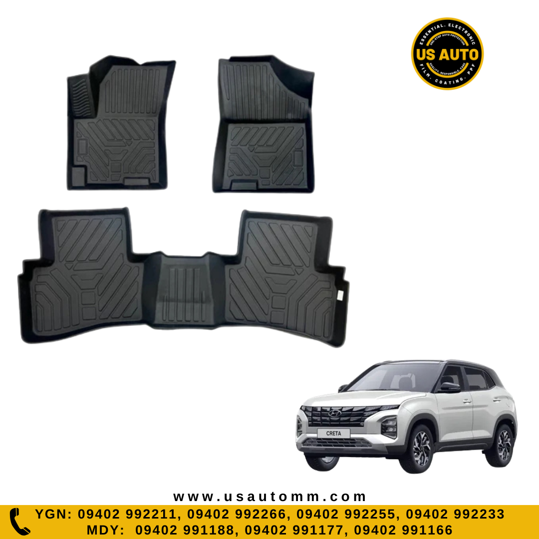 TPE FLOOR MAT (2) ROWS (BLACK) HYUNDAI CRETA (2024 UP)