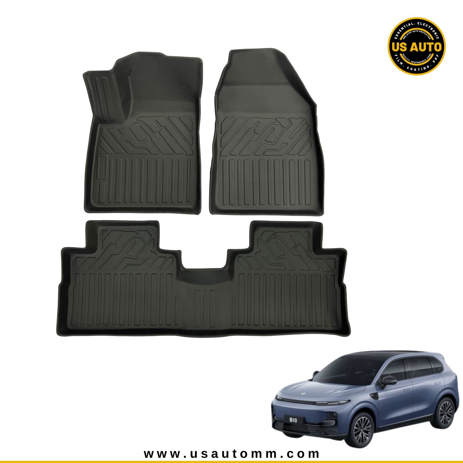 TPE FLOOR MAT (2) ROWS (BLACK) LEAP MOTOR B10 EV