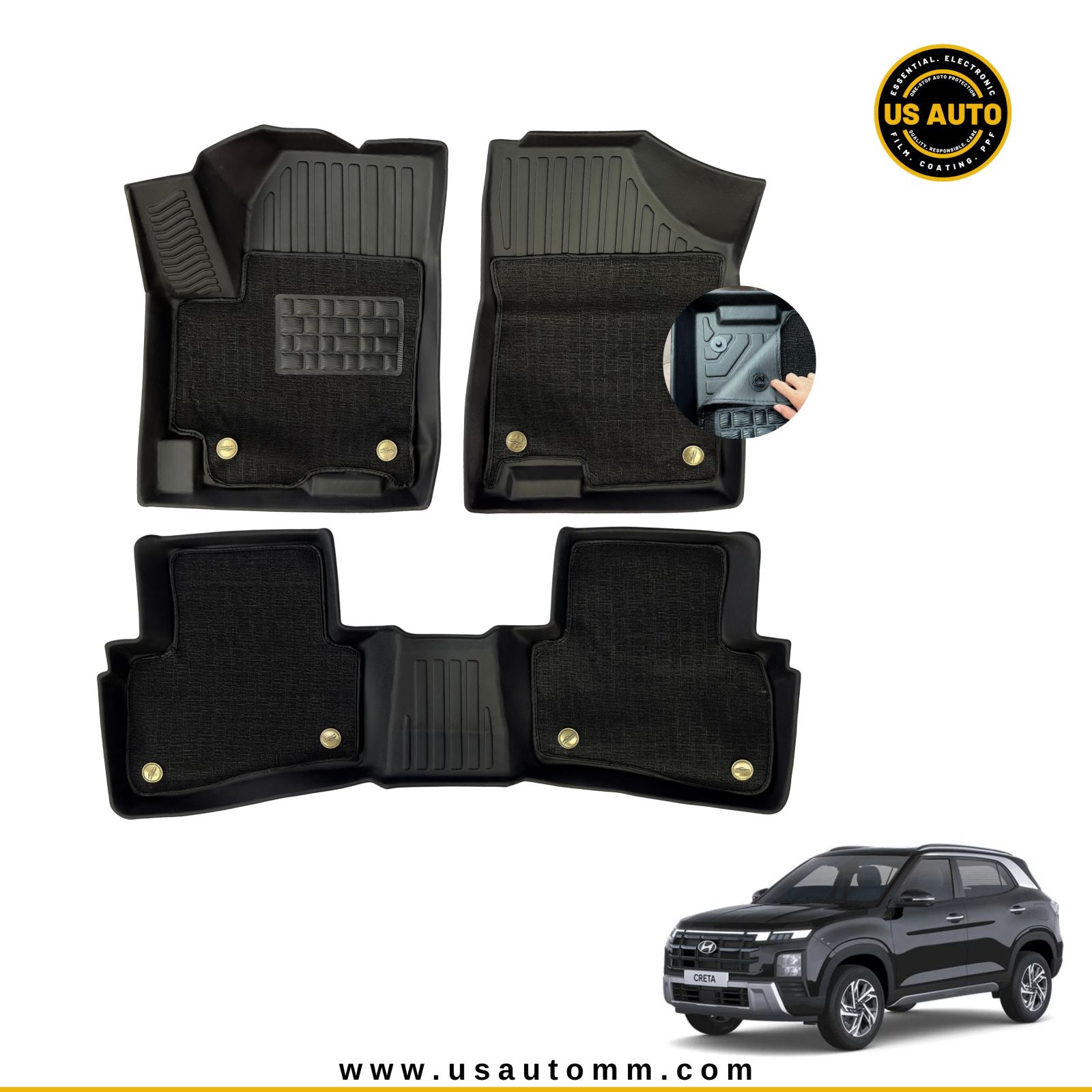 TPE FLOOR MAT DOUBLE LAYER (2) ROWS HYUNDAI CRETA (2024 UP)