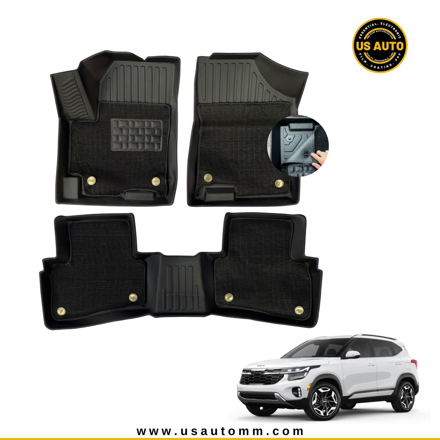 TPE FLOOR MAT DOUBLE LAYER (2) ROWS KIA SELTOS (2024 UP)