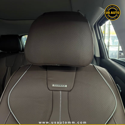 RAYMAX LUXURY SEAT COVER - LEATHER (H-QD21-08)  (1) SET (COFFEE + COFFEE + GREY)