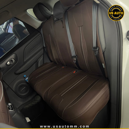 RAYMAX LUXURY SEAT COVER - LEATHER (H-QD21-08)  (1) SET (COFFEE + COFFEE + GREY)
