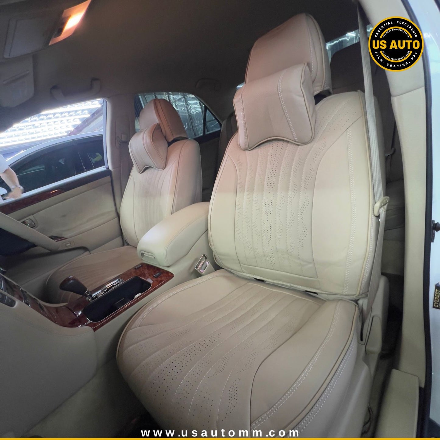 RAYMAX PREMIUM SEAT COVER - LEATHER (JK537) (1) SET (BEIGE + BEIGE)