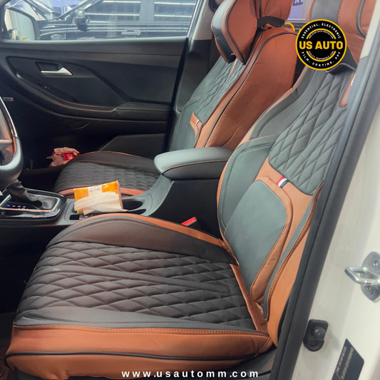 RAYMAX PREMIUM SEAT COVER - LEATHER (JK540) (1) SET (BLACK + BROWN)