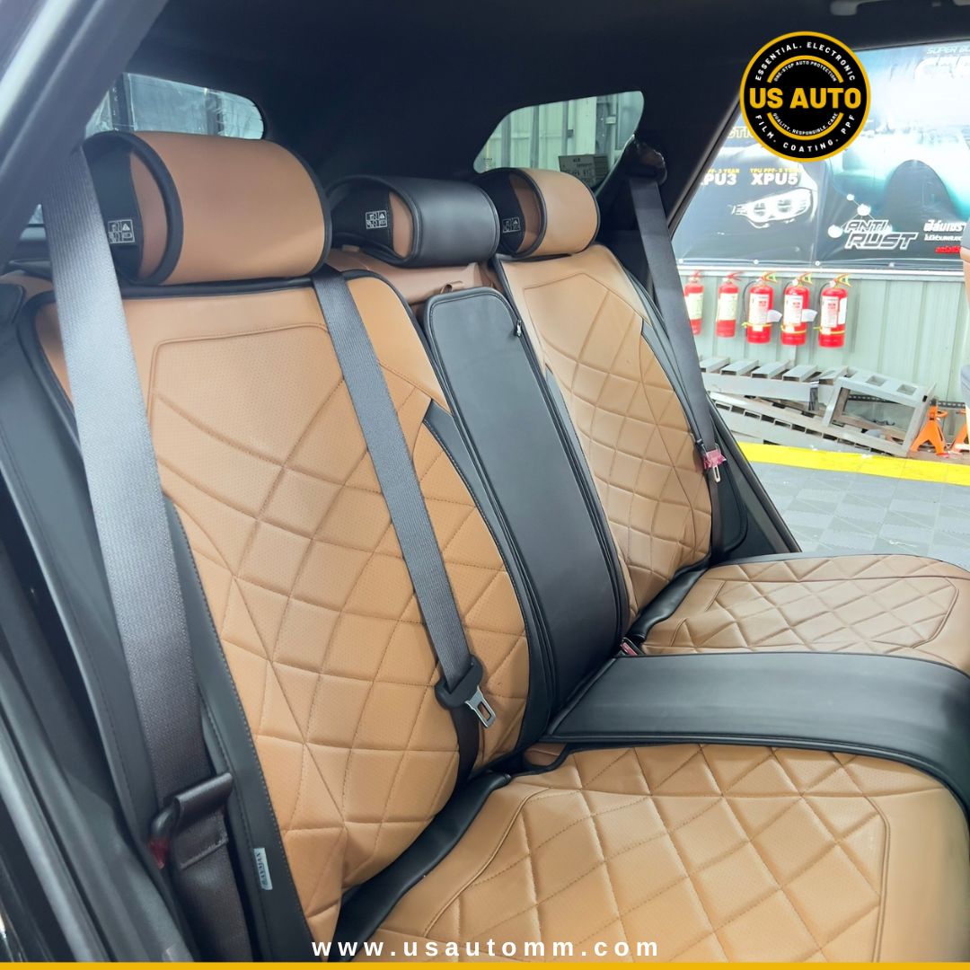 RAYMAX LUXURY SEAT COVER - LEATHER (H-24CX-08) (1) SET (BLACK + BROWN)