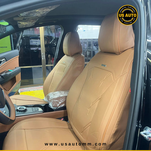 RAYMAX LUXURY SEAT COVER - LEATHER (H-25QD-05)  (1) SET (BROWN)