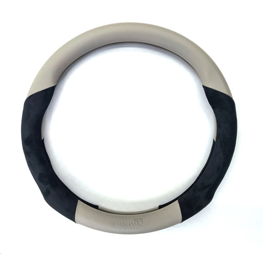 STEERING COVER PVC+SUEDE (H5) (BLACK + GRAY)