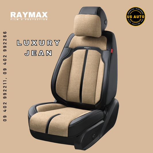 RAYMAX LUXURY SEAT COVER (H-2021-7) (1) SET (BEIGE + BLACK)