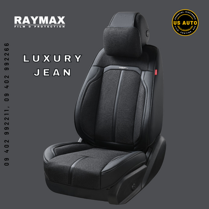RAYMAX LUXURY SEAT COVER (H-2021-7) (1) SET  (BLACK + BLACK + BLACK)