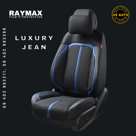 RAYMAX LUXURY SEAT COVER (H-2021-7) (1) SET (BLACK + BLACK + BLUE)