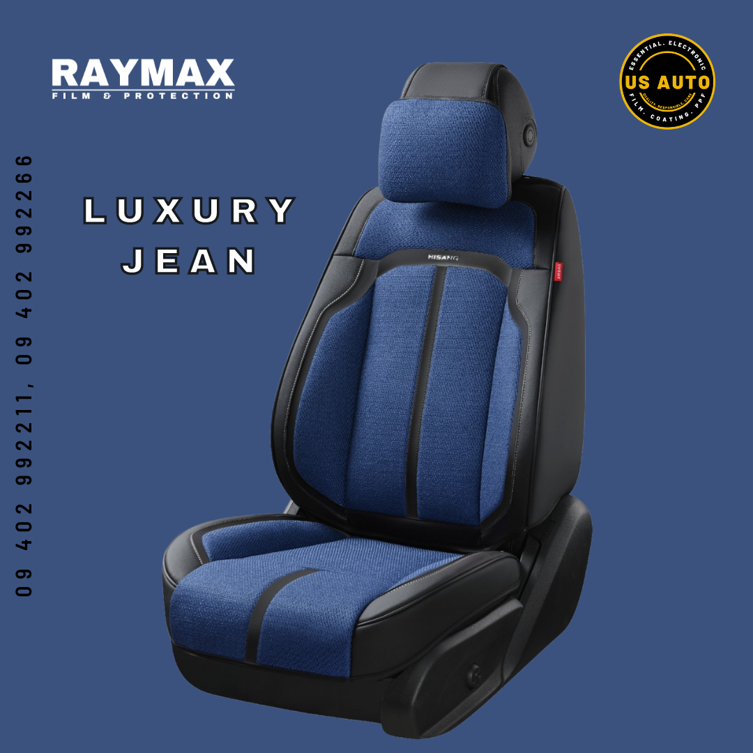 RAYMAX LUXURY SEAT COVER (H-2021-7) (1) SET (BLUE + BLACK)