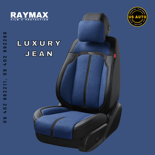 RAYMAX LUXURY SEAT COVER (H-2021-7) (1) SET (BLUE + BLACK)