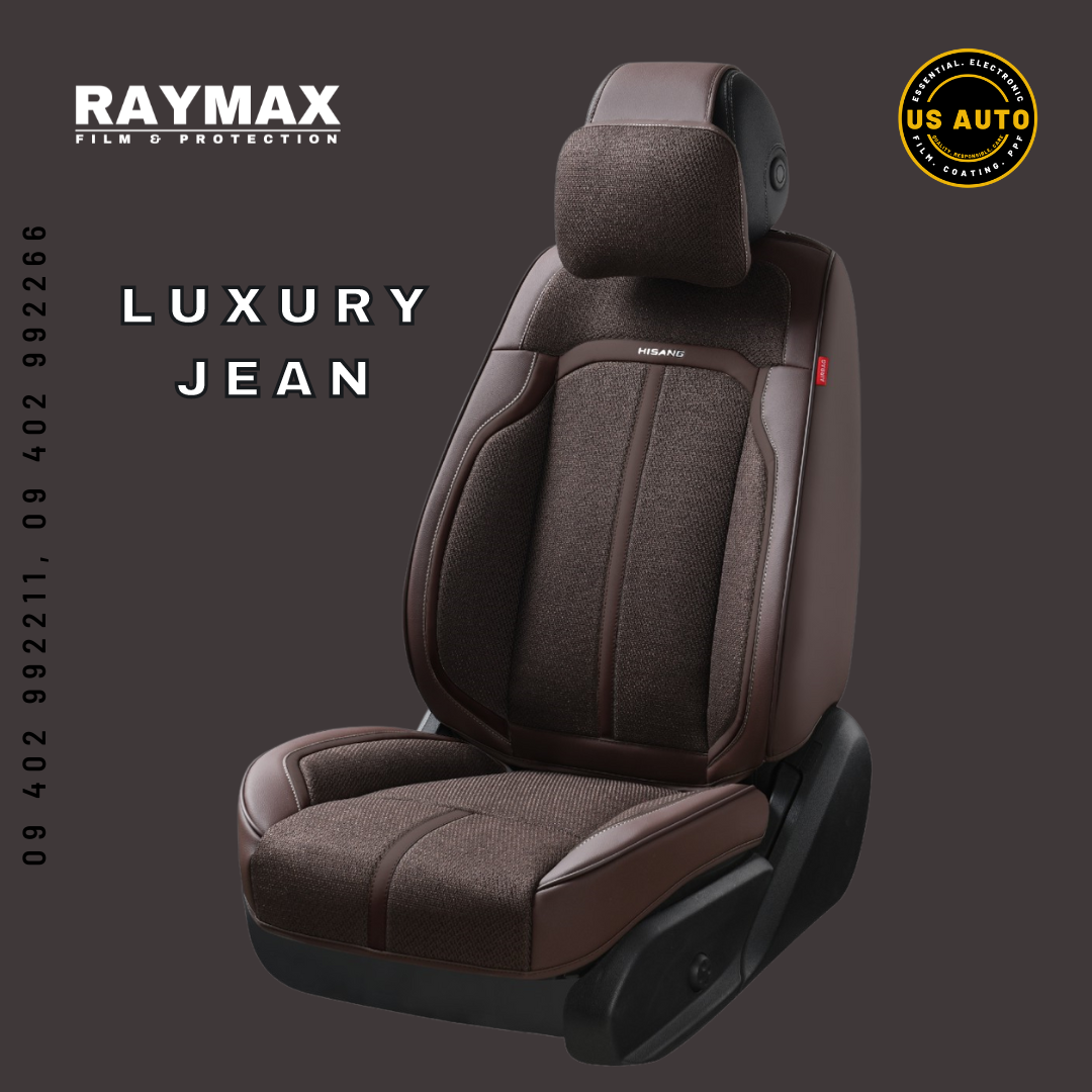 RAYMAX LUXURY SEAT COVER - JEAN (H-2021-7) (1) SET (COFFEE + COFFEE)