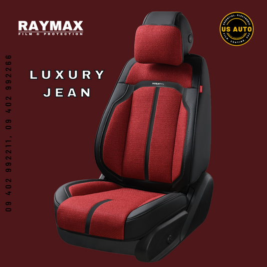 RAYMAX LUXURY SEAT COVER (H-2021-7) (1) SET (RED + BLACK)
