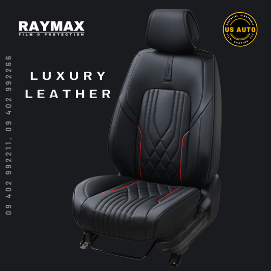 RAYMAX LUXURY SEAT COVER - LEATHER (H- 2022CX- 07)(1)SET (BLACK)