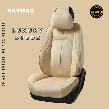 RAYMAX LUXURY SEAT COVER - SUEDE (H-QD21-06) (1) SET (BEIGE + BEIGE)