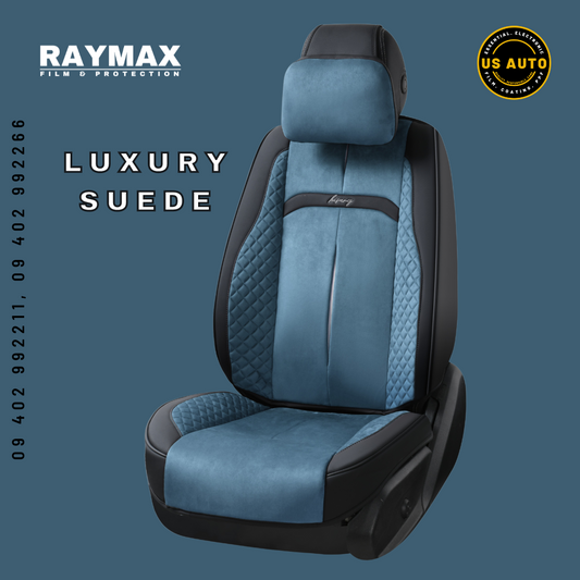 RAYMAX LUXURY SEAT COVER - SUEDE (H-QD21-06) (1) SET (BLACK + BLUE)