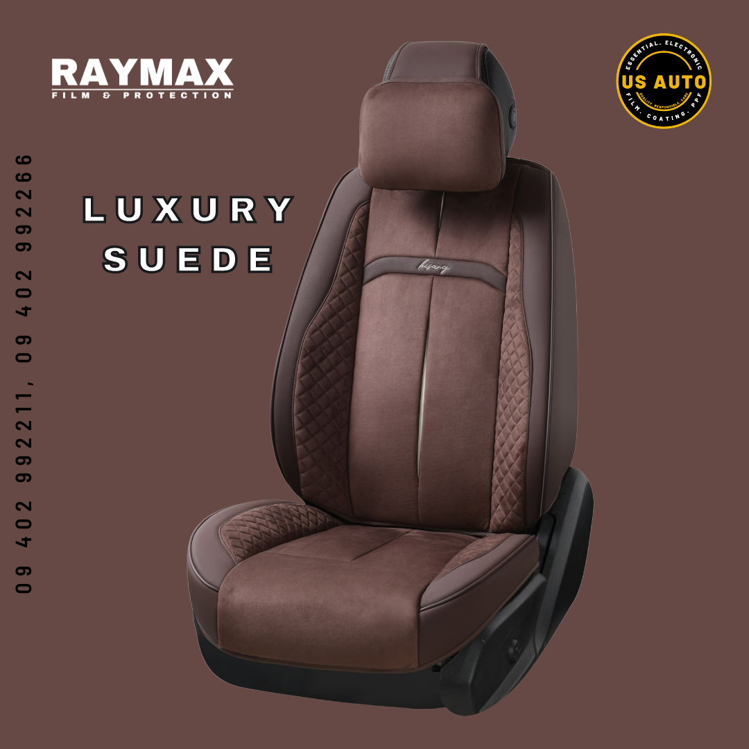 RAYMAX LUXURY SEAT COVER - SUEDE (H-QD21-06) (1) SET (COFFEE + COFFEE)